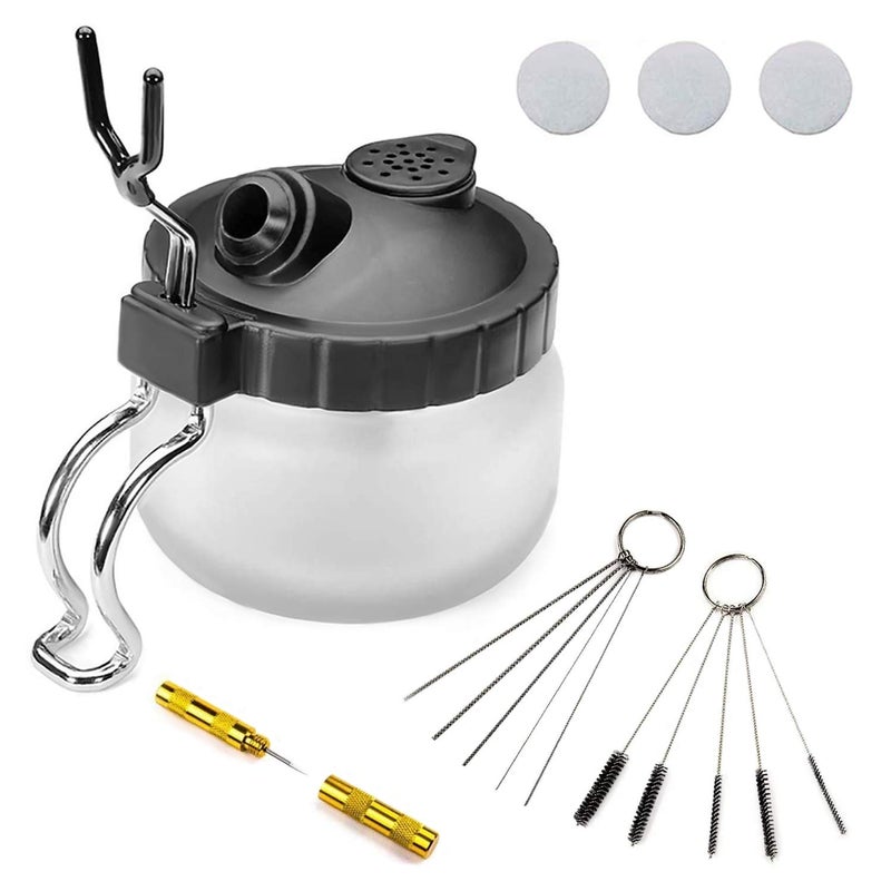 Spedertool 4 Set Airbrush Cleaning Kit Airbrush Cleaning Pot with Air Filter Mat and Holder,Nozzle Cleaning Needle,5pcs Brushes Set,5pcs Dredging Needles Kit - Image 1